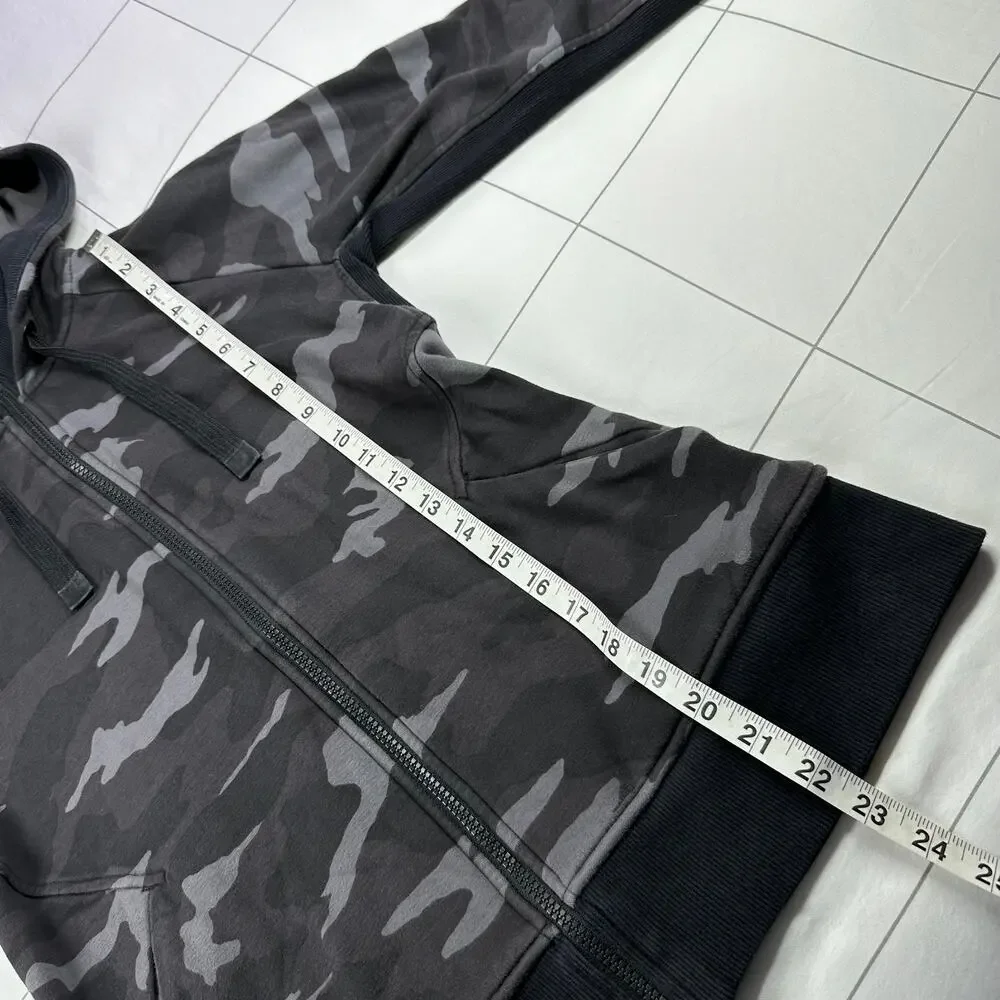 Athleta Jacket Womens Small Black Gray Camo Triumph Hoodie Full Zip Athleisure